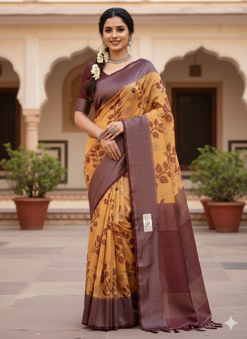 🌿 The Ilai Kodi Saree: Nature's Whisper 🌿