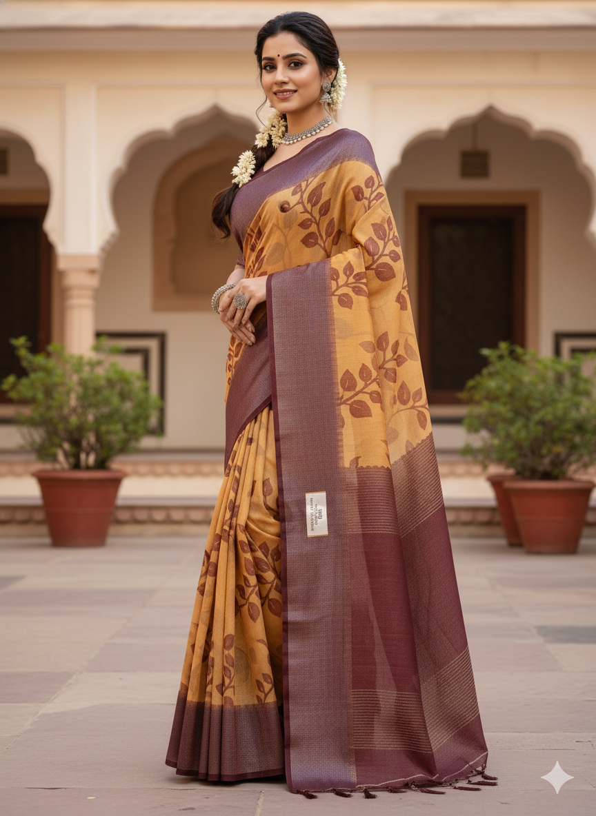 🌿 The Ilai Kodi Saree: Nature's Whisper 🌿